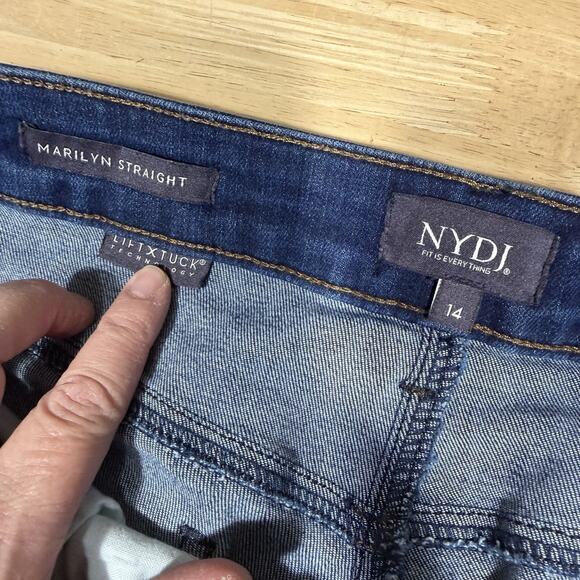 NYDJ Not Your Caught Jeans Marilyn Straight 14 High Rise Blue Women's Classic - Picture 8 of 11